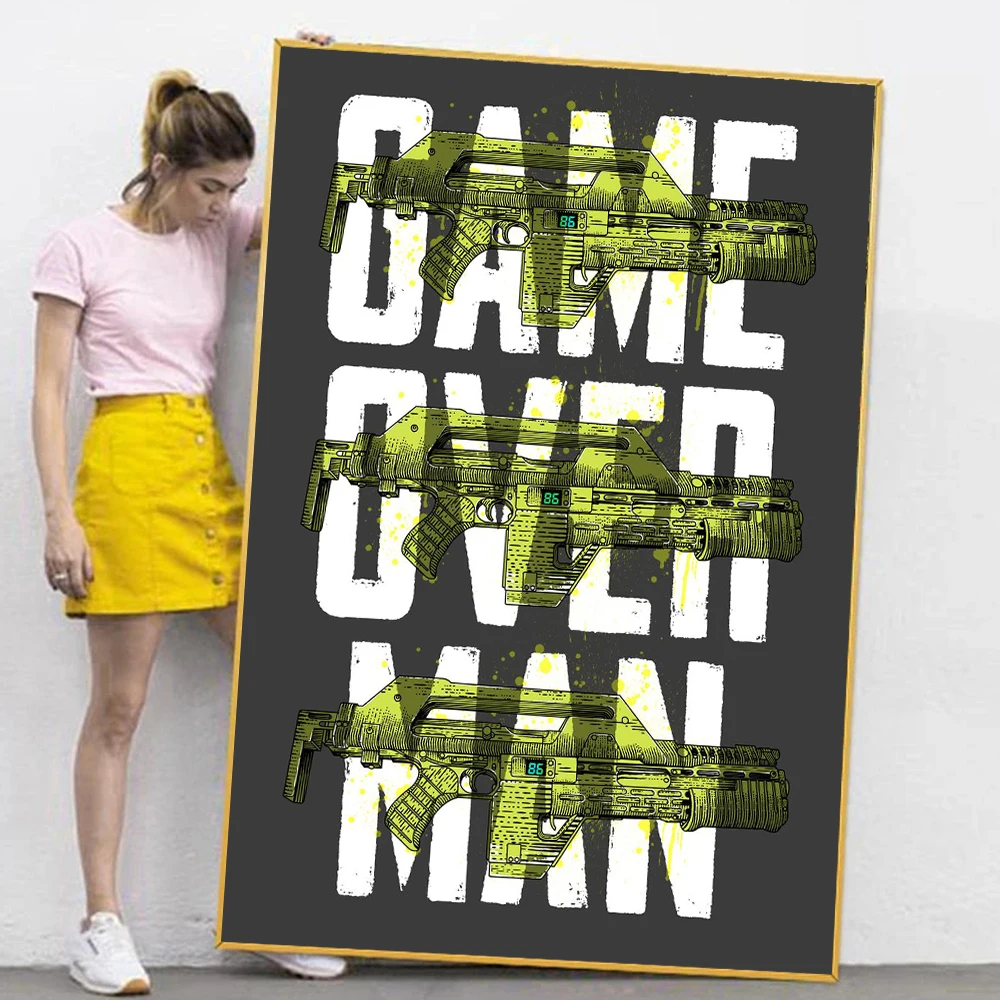 Black And White Art Game Over Man Quotes Poster Prints For Boys Bedroom Home Decor Abstract Green Guns Canvas Painting Wall Art 
Black And White Art Game Over Man Quotes Poster Prints For Boys Bedroom Home Decor Abstract Green Guns Canvas Painting Wall Art