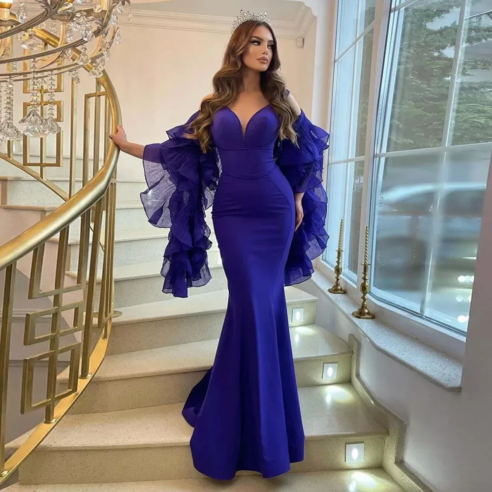 Taffeta Arabic Mermaid Evening Dresses Long Sleeves Satin Tiered Prom Gowns Dubai Formal Special Party Dress
Taffeta Arabic Mermaid Evening Dresses Long Sleeves Satin Tiered Prom Gowns Dubai Formal Special Party Dress