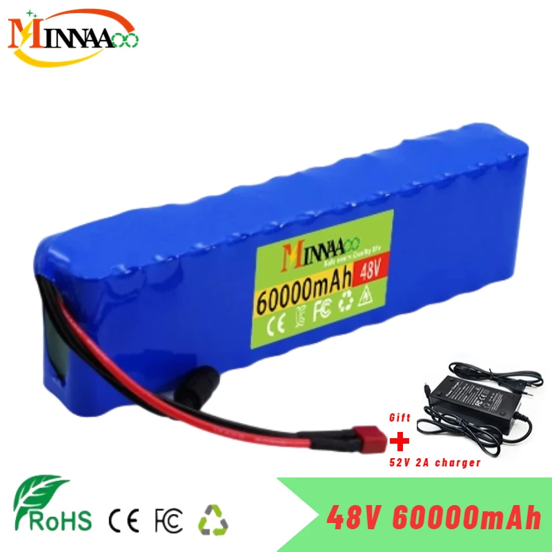 High Capacity 13S2P 48v 60Ah 18650 Li-ion Battery for Bafang Electric Bike Retrofit Kit 1000w 54.6V 2A Charger + XT60 Plug
High Capacity 13S2P 48v 60Ah 18650 Li-ion Battery for Bafang Electric Bike Retrofit Kit 1000w 54.6V 2A Charger + XT60 Plug