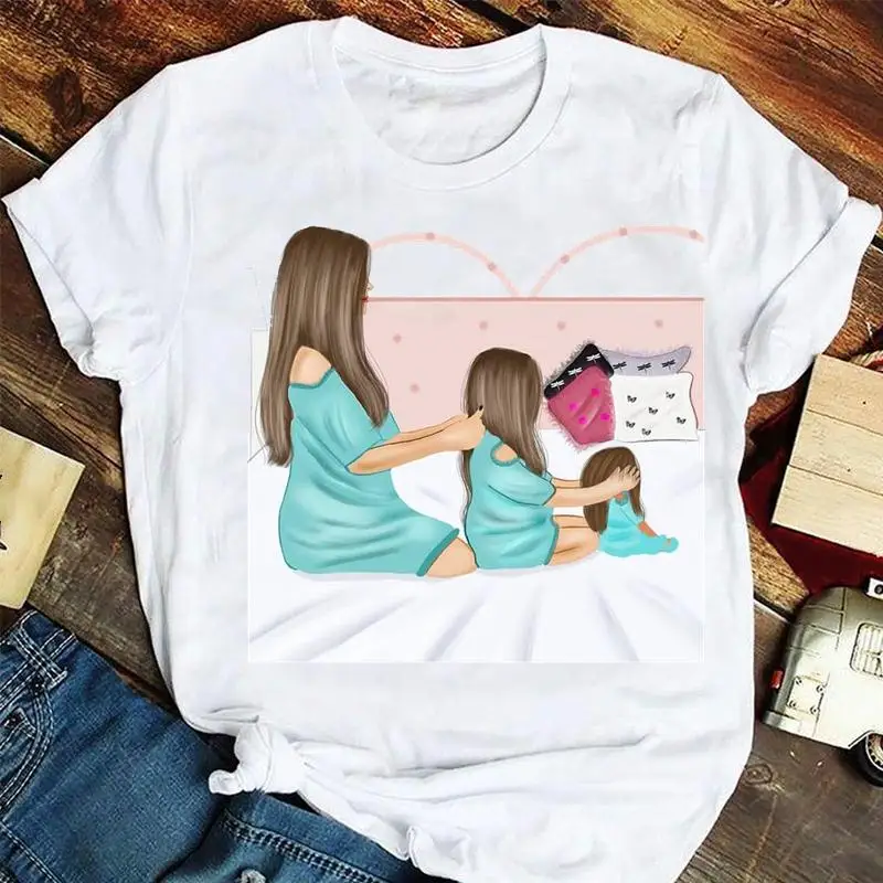 

Women Fashion Girl Happy Mujer Camisetas Mother Mom Mama Cartoon Tshirts Trend Graphic T Top Lady Print Travel Tee T-Shirt