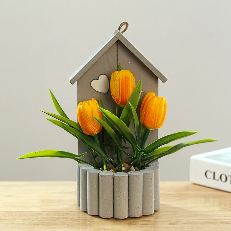 25cm Wall Hanging Plants Artificial Tulip Flowers Bonsai Fake Grass With Pot Silk Flowers Wooden Crafts For Home Door Wall Decor
25cm Wall Hanging Plants Artificial Tulip Flowers Bonsai Fake Grass With Pot Silk Flowers Wooden Crafts For Home Door Wall Decor