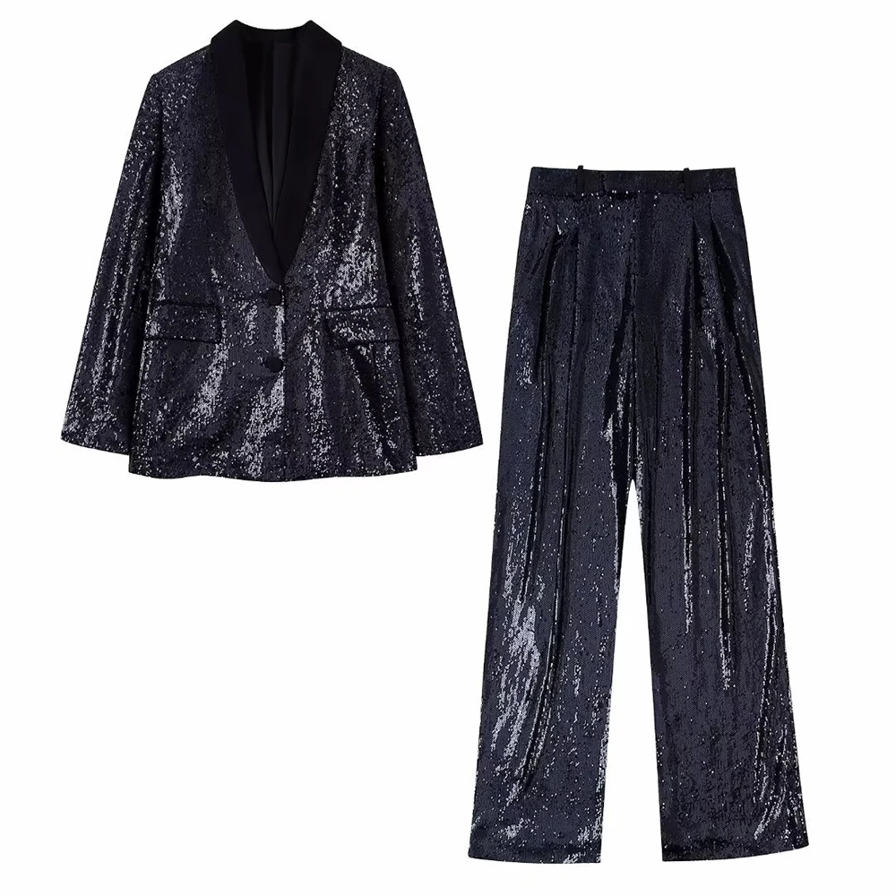 PB&ZA Women 2022 New Fashion Blazer Elegant And Chic Jacket Long Sleeve Top Wide Leg Pants Sequins Decorate Female Outerwear
PB&ZA Women 2022 New Fashion Blazer Elegant And Chic Jacket Long Sleeve Top Wide Leg Pants Sequins Decorate Female Outerwear