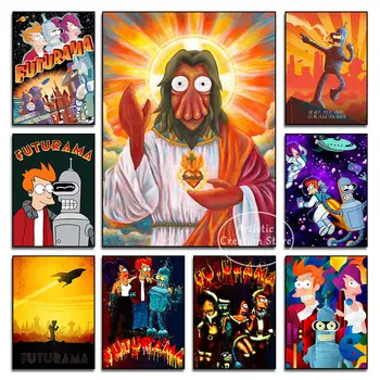 Futuramaes Zoidberges Jesuses Poster Canvas Prints Wall Art Pictures Modern Painting for Living Room Wall Art Rome Decor Gift