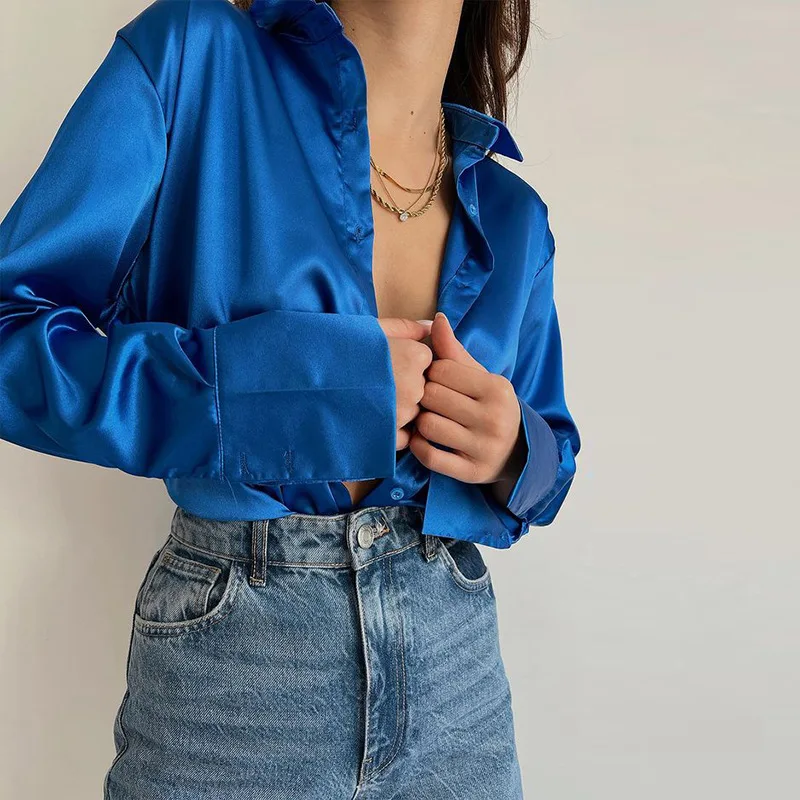 Women 2022 Elegant Satin Solid Long Sleeve Blouses Female Chic Vintage Blusas Green Casual Loose Tops Buttons Shirts ropa mujer
Women 2022 Elegant Satin Solid Long Sleeve Blouses Female Chic Vintage Blusas Green Casual Loose Tops Buttons Shirts ropa mujer