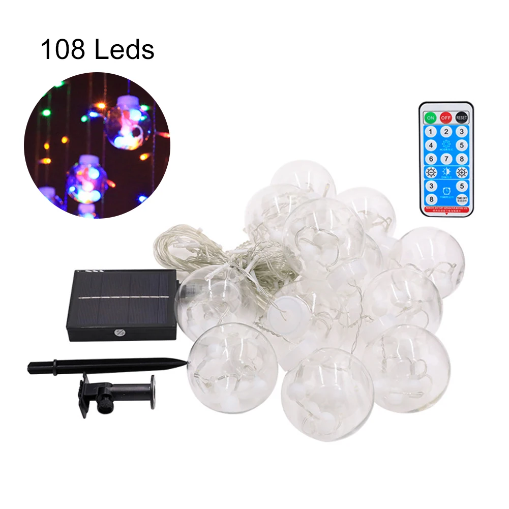 Outdoor LED Solar String Lights Waterproof Solar Powered Curtain Light 108 LEDs Wishing Ball Lights For Garden Party Decoration
Outdoor LED Solar String Lights Waterproof Solar Powered Curtain Light 108 LEDs Wishing Ball Lights For Garden Party Decoration