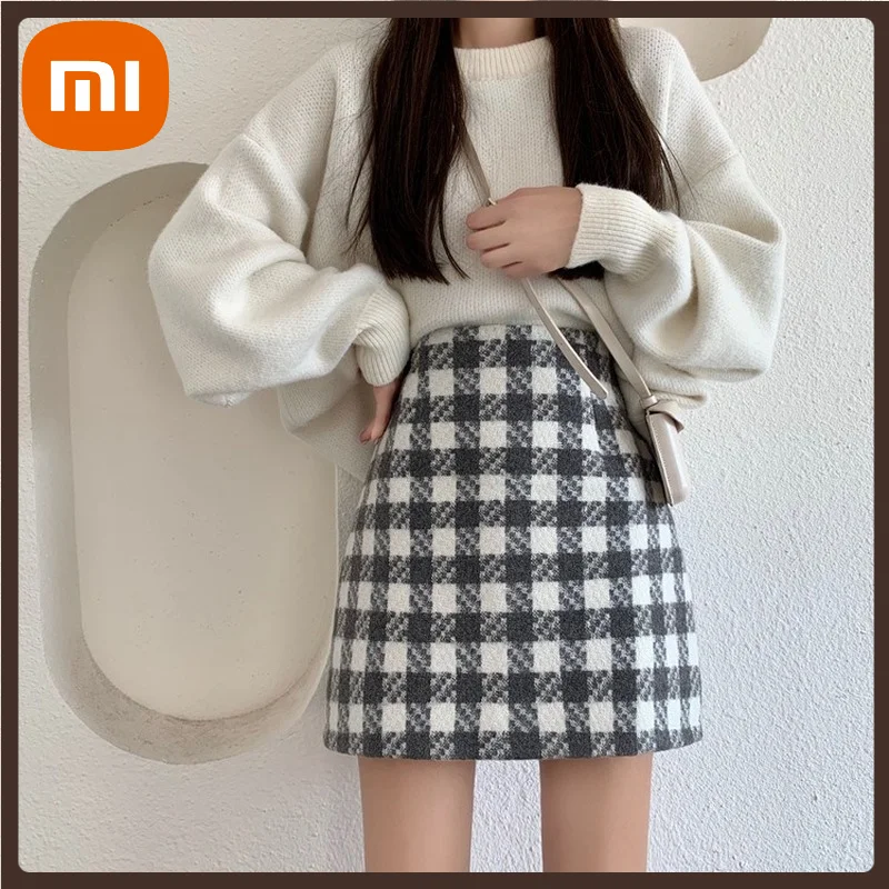 Xiaomi Vintage Plaid Skirt Women Autumn Winter Korean Style Woolen High Waisted Black Slim A-line Mini Skirts for Girls Casual
Xiaomi Vintage Plaid Skirt Women Autumn Winter Korean Style Woolen High Waisted Black Slim A-line Mini Skirts for Girls Casual