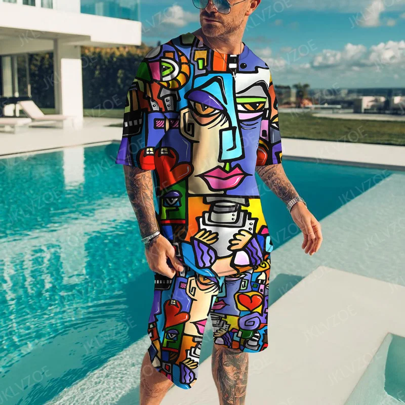 ummer Men‘s Clothes Sets Abstract Pattern 3D-Printed Suit Male Outfits Comfortable Tracksuit Essential T-Shirts Short Pants
ummer Men‘s Clothes Sets Abstract Pattern 3D-Printed Suit Male Outfits Comfortable Tracksuit Essential T-Shirts Short Pants