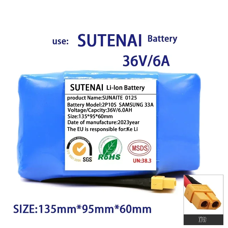 36V 18650 Battery Pack 6000mAh Rechargeable Lithium ion battery for Electric Self Balancing Scooter HoverBoard Unicycle
36V 18650 Battery Pack 6000mAh Rechargeable Lithium ion battery for Electric Self Balancing Scooter HoverBoard Unicycle