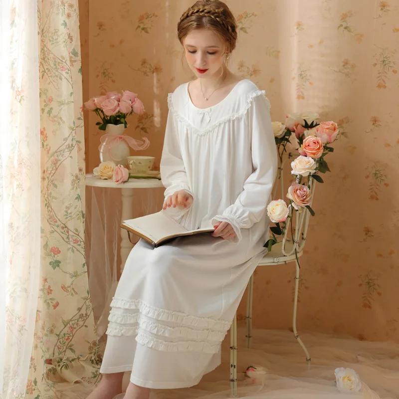 Pajamas White Long Sleeve Nightdress Women Sleeping Nightgown Sleepwear Nightwear
Pajamas White Long Sleeve Nightdress Women Sleeping Nightgown Sleepwear Nightwear