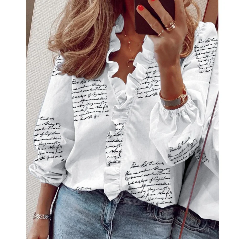 Spring Autumn Women'sLong Sleeve Ruffle Blouse Floral V Neck Ladies Loose Top Print Casual Women Blouse Office Top
Spring Autumn Women'sLong Sleeve Ruffle Blouse Floral V Neck Ladies Loose Top Print Casual Women Blouse Office Top