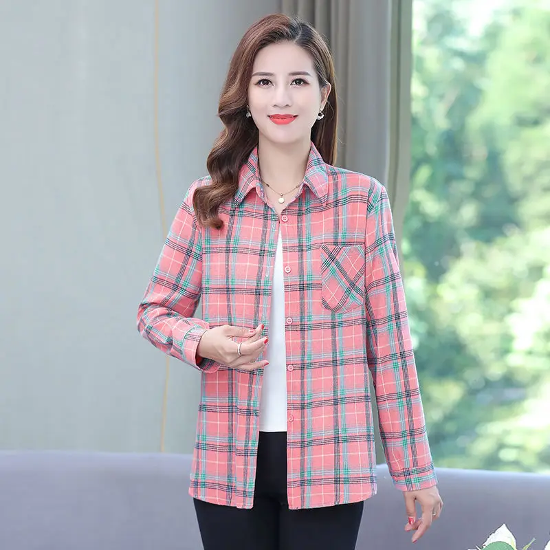 Woman Warm Turn-down Collar Blouses Coats Female Tops Femininas Long Sleeve Thick Plaid Print Shirt Ladies Full Clothes Top G39
Woman Warm Turn-down Collar Blouses Coats Female Tops Femininas Long Sleeve Thick Plaid Print Shirt Ladies Full Clothes Top G39