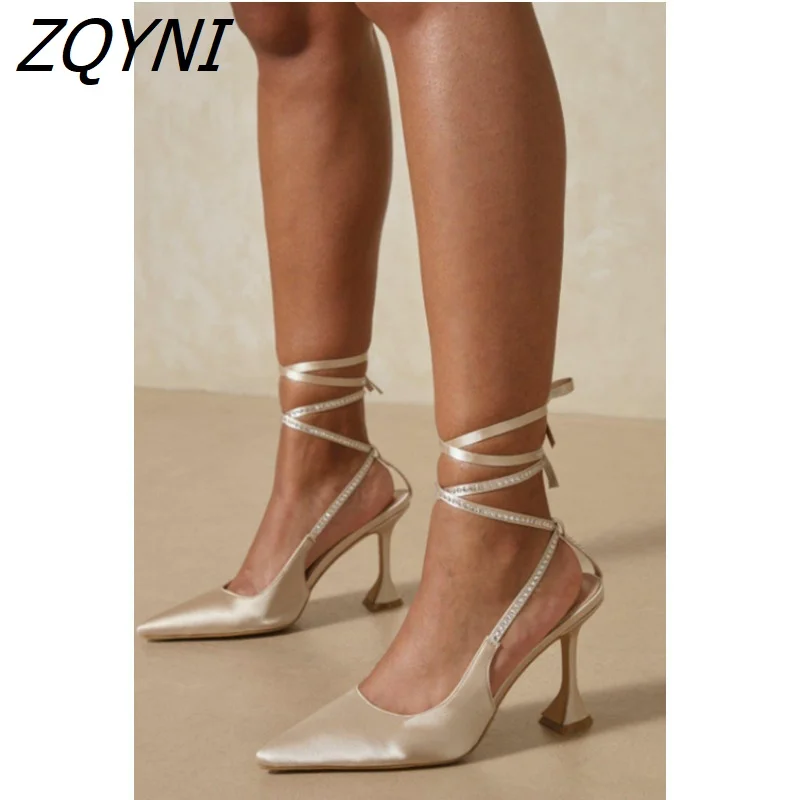 11cm women's Gladiator High Heels Sandals, wedding party shoes with laces and pointed black and apricot new 2022
11cm women's Gladiator High Heels Sandals, wedding party shoes with laces and pointed black and apricot new 2022