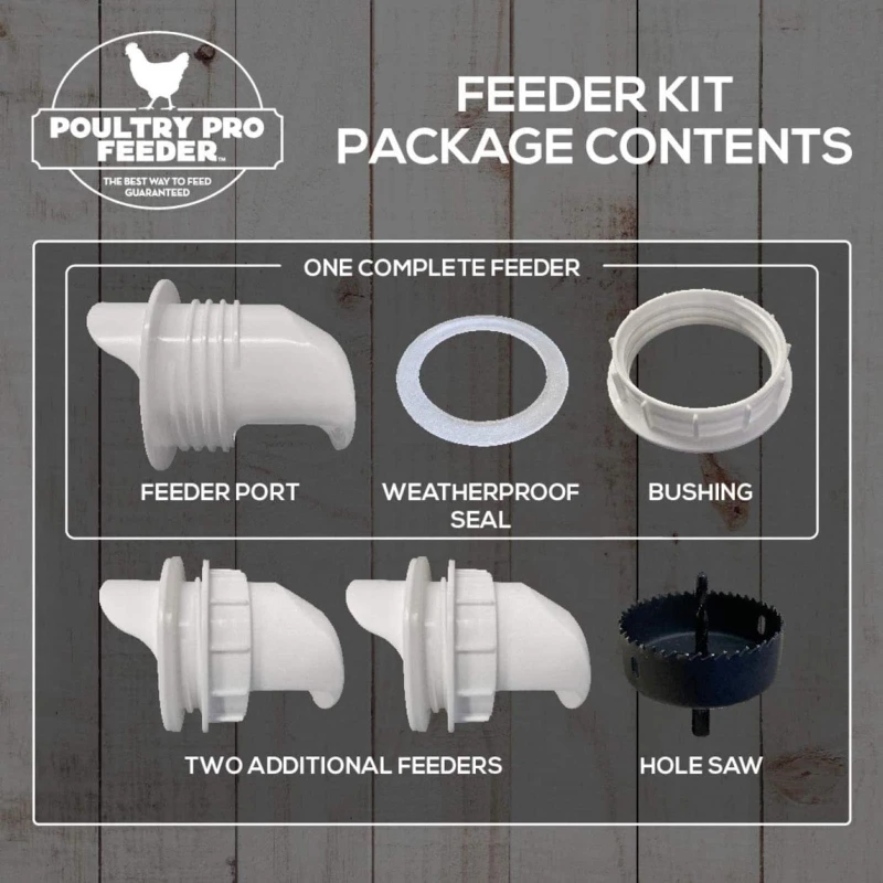DIY Chicken Feeder Gravity Fed Chicken Feeder 4 Ports +1 Hole Saw Kit Poultry Rain Proof for buckets Barrels Boxes DIY
DIY Chicken Feeder Gravity Fed Chicken Feeder 4 Ports +1 Hole Saw Kit Poultry Rain Proof for buckets Barrels Boxes DIY
