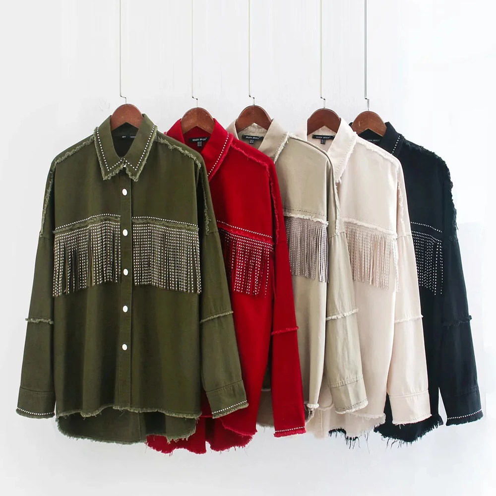 New Vintage Stylish Fringe Beaded Loose Denim Jacket Coat Women Fashion Long Sleeve Frayed Trim Ladies Outerwear Chaqueta Mujer
New Vintage Stylish Fringe Beaded Loose Denim Jacket Coat Women Fashion Long Sleeve Frayed Trim Ladies Outerwear Chaqueta Mujer