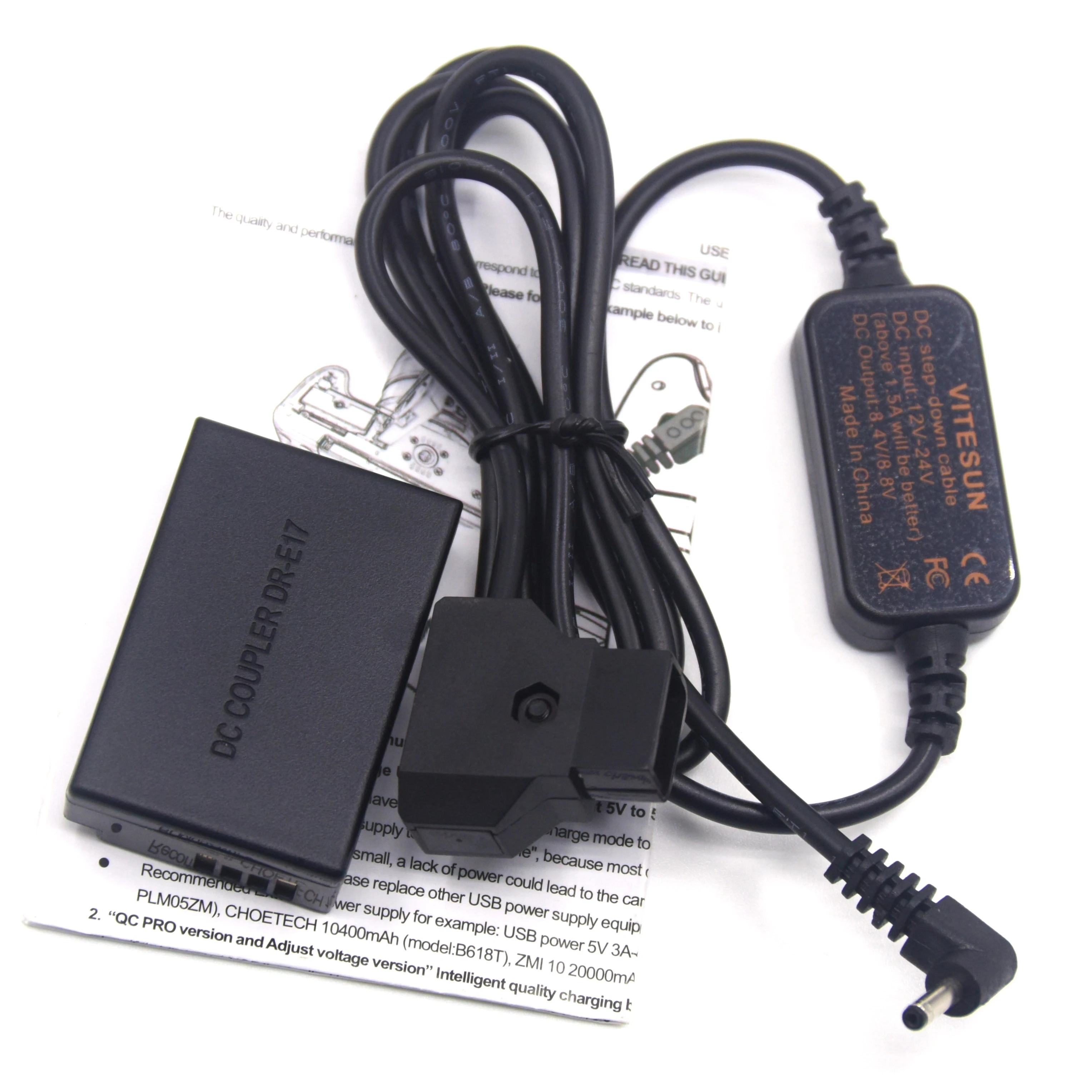 12-24V Step-down Cable To D-TAP Dtap ACK-E17DR-E17 DC Coupler LP-E17 Dummy Battery For Canon EOS M3 M5 M6 EOS-M3 EOS-M5 EOS-M6
12-24V Step-down Cable To D-TAP Dtap ACK-E17DR-E17 DC Coupler LP-E17 Dummy Battery For Canon EOS M3 M5 M6 EOS-M3 EOS-M5 EOS-M6