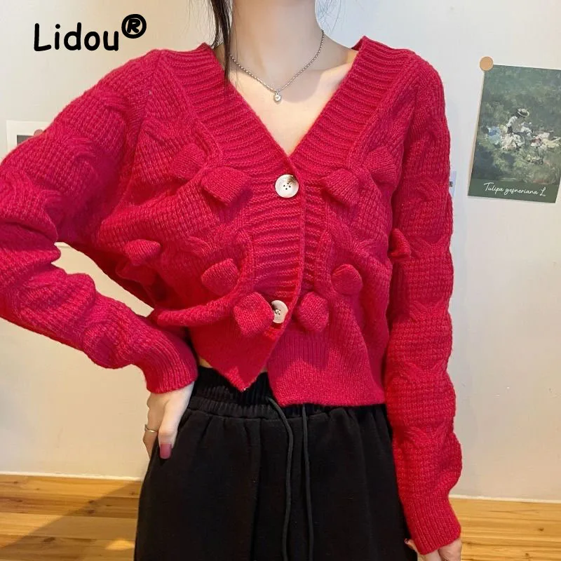 Sweet Elegan Spring Autumn Chic Knitted Cardigan Sweaters for Women 2022 New Single Breasted Bow Tie Short Section Korean Top
Sweet Elegan Spring Autumn Chic Knitted Cardigan Sweaters for Women 2022 New Single Breasted Bow Tie Short Section Korean Top