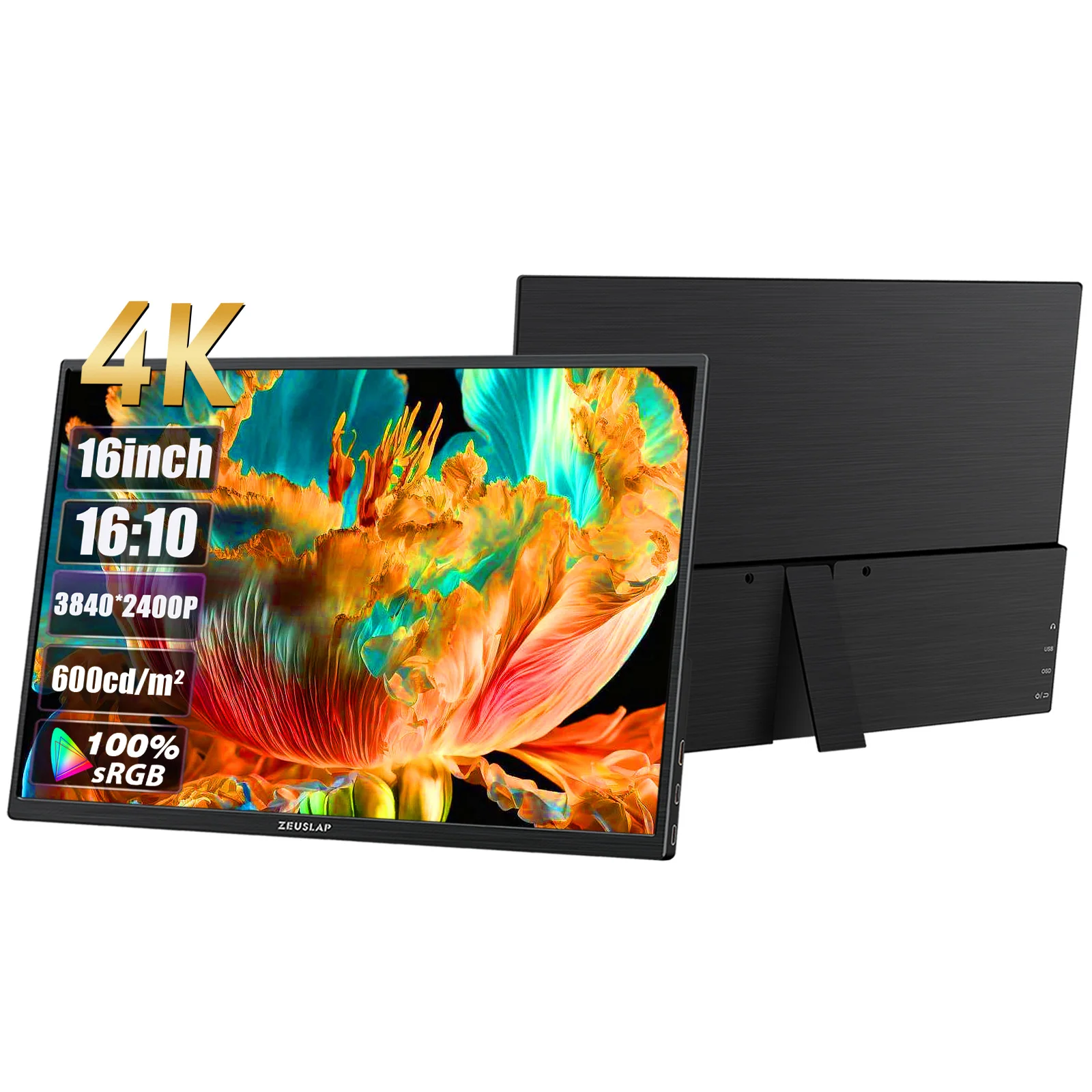 ZEUSLAP 16" 4K Portable Monitor 3840*2400 16:10 100%sRGB 600Nits 103%NTSC Travel Gaming Display for Laptop Switch ps4 ps5 Xbox
ZEUSLAP 16" 4K Portable Monitor 3840*2400 16:10 100%sRGB 600Nits 103%NTSC Travel Gaming Display for Laptop Switch ps4 ps5 Xbox