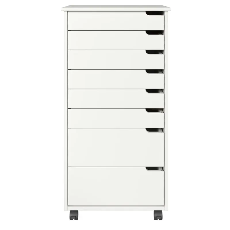 

Euro Roll Cart, Wood, 6+2 Drawer Extra Wide Drawers Roll Carts, White