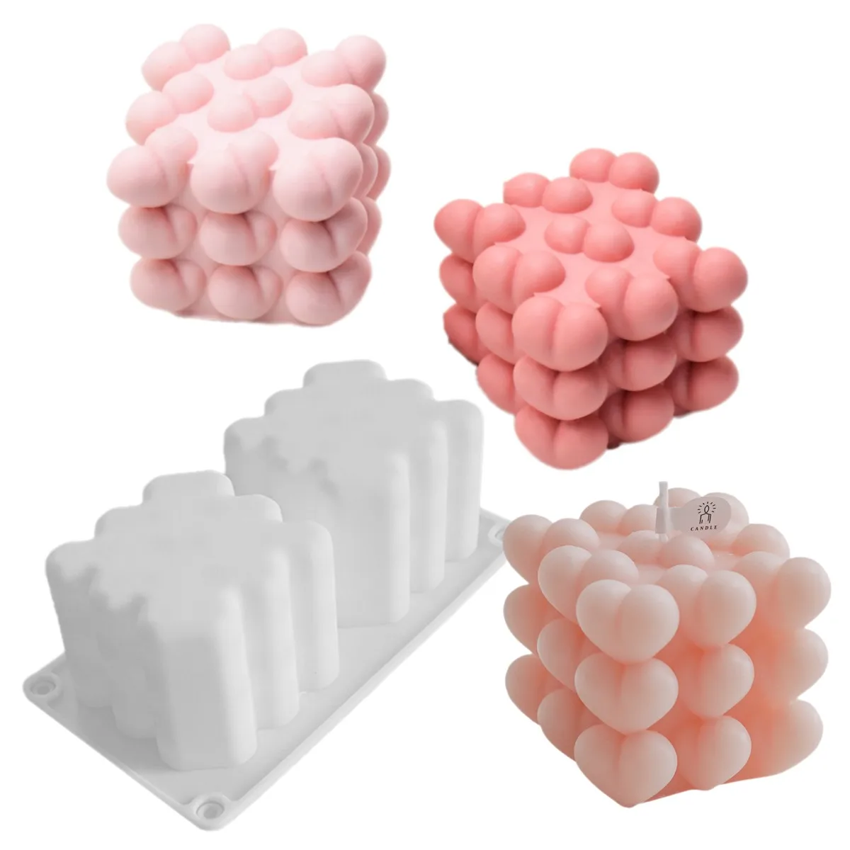 2 Cavity DIY Love Heart Silicone Candle Mold 3D Bubble Cube Jelly Pastry Baking Tool Aromatherapy Soap Candle Making Resin Mould
2 Cavity DIY Love Heart Silicone Candle Mold 3D Bubble Cube Jelly Pastry Baking Tool Aromatherapy Soap Candle Making Resin Mould