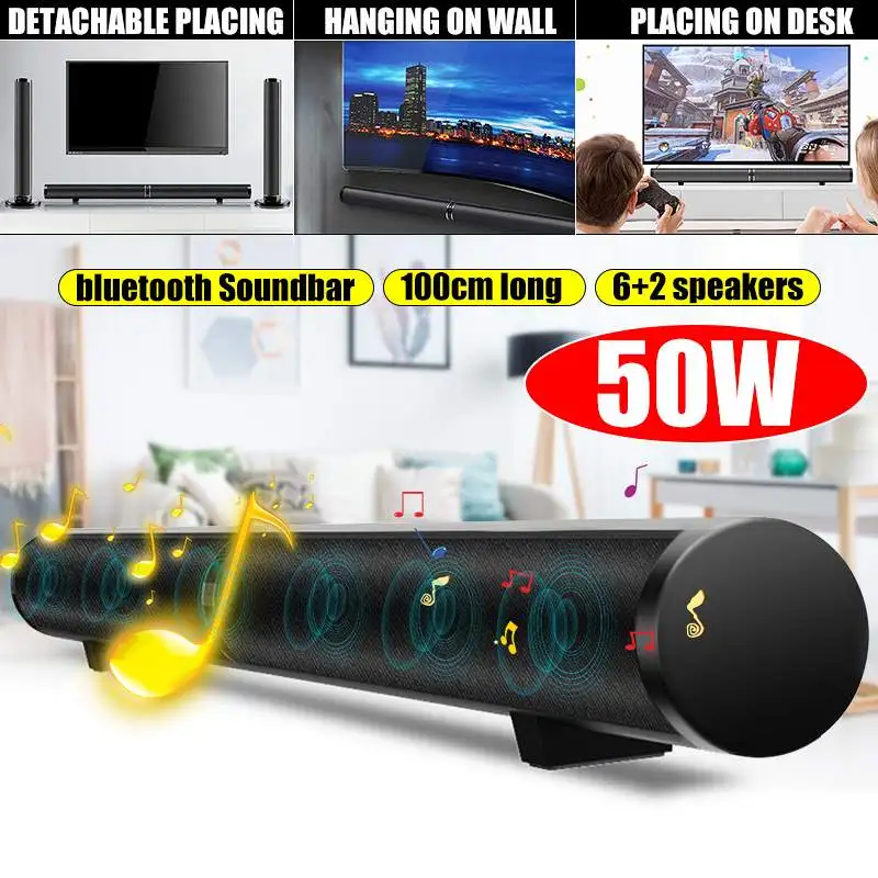 50W 100cm HiFi Detachable Wireless bluetooth Soundbar Speaker 3D Surround Stereo Subwoofer for TV Home Theatre System Sound Bar
50W 100cm HiFi Detachable Wireless bluetooth Soundbar Speaker 3D Surround Stereo Subwoofer for TV Home Theatre System Sound Bar