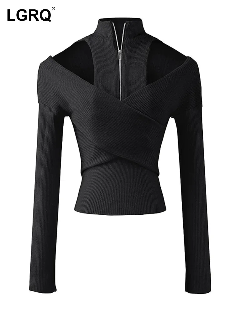 LGRQ Fashion Women's Knitwears New Solid Slim Long Sleeve Hollow Out Stand Collar Zipper Sweater Female Tide Spring 2023 19J3193
LGRQ Fashion Women's Knitwears New Solid Slim Long Sleeve Hollow Out Stand Collar Zipper Sweater Female Tide Spring 2023 19J3193