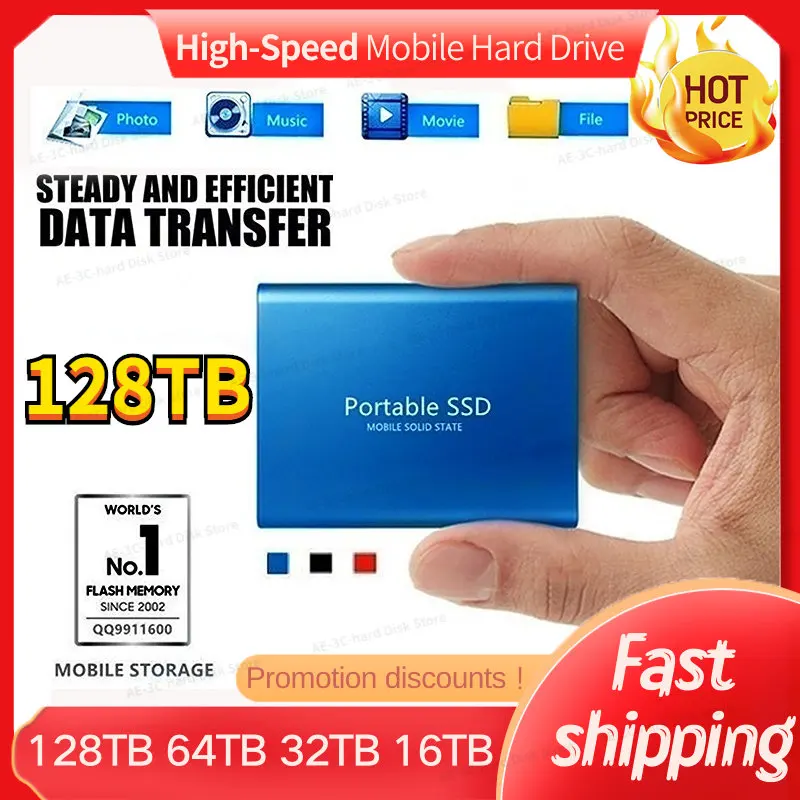 Portable SSD 64TB Type-C USB 3.1 32TB 16TB 8TB SSD Hard Drive 128TB External SSD M.2 for Laptop Desktop SSD Flash Memory Disk
Portable SSD 64TB Type-C USB 3.1 32TB 16TB 8TB SSD Hard Drive 128TB External SSD M.2 for Laptop Desktop SSD Flash Memory Disk