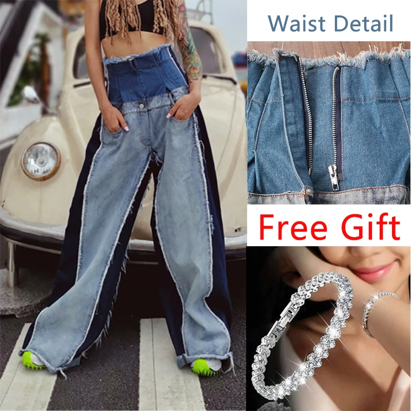 Mopping Trousers Jeans For Women's High Waist Patchwork Wide Leg Pants Loose Casual Fashion Streetwear Y2k Baggy Jeans Overalls
Mopping Trousers Jeans For Women's High Waist Patchwork Wide Leg Pants Loose Casual Fashion Streetwear Y2k Baggy Jeans Overalls