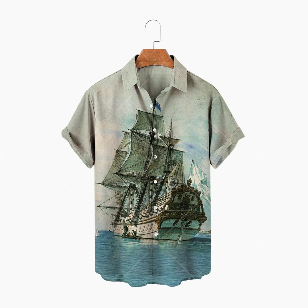 Men's casual Hawaiian shirt nautical print one-button shirt beach short-sleeved shirt top 2021
Men's casual Hawaiian shirt nautical print one-button shirt beach short-sleeved shirt top 2021