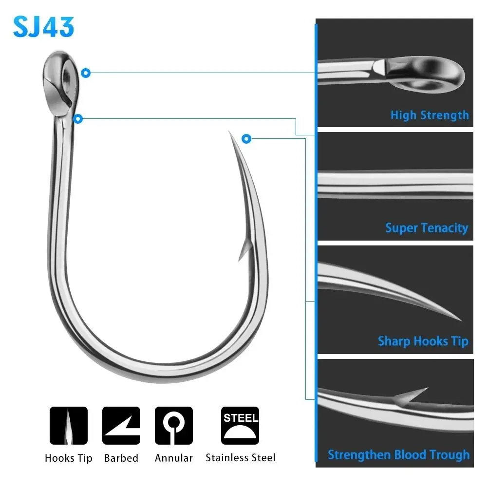 Jig Hooks Stainless Steel Fishhook 1/0-13/0 Corrosion Resistant Saltwater Fishing Hook Boat Hook Barbed Hook Sea Fishing Hook
Jig Hooks Stainless Steel Fishhook 1/0-13/0 Corrosion Resistant Saltwater Fishing Hook Boat Hook Barbed Hook Sea Fishing Hook