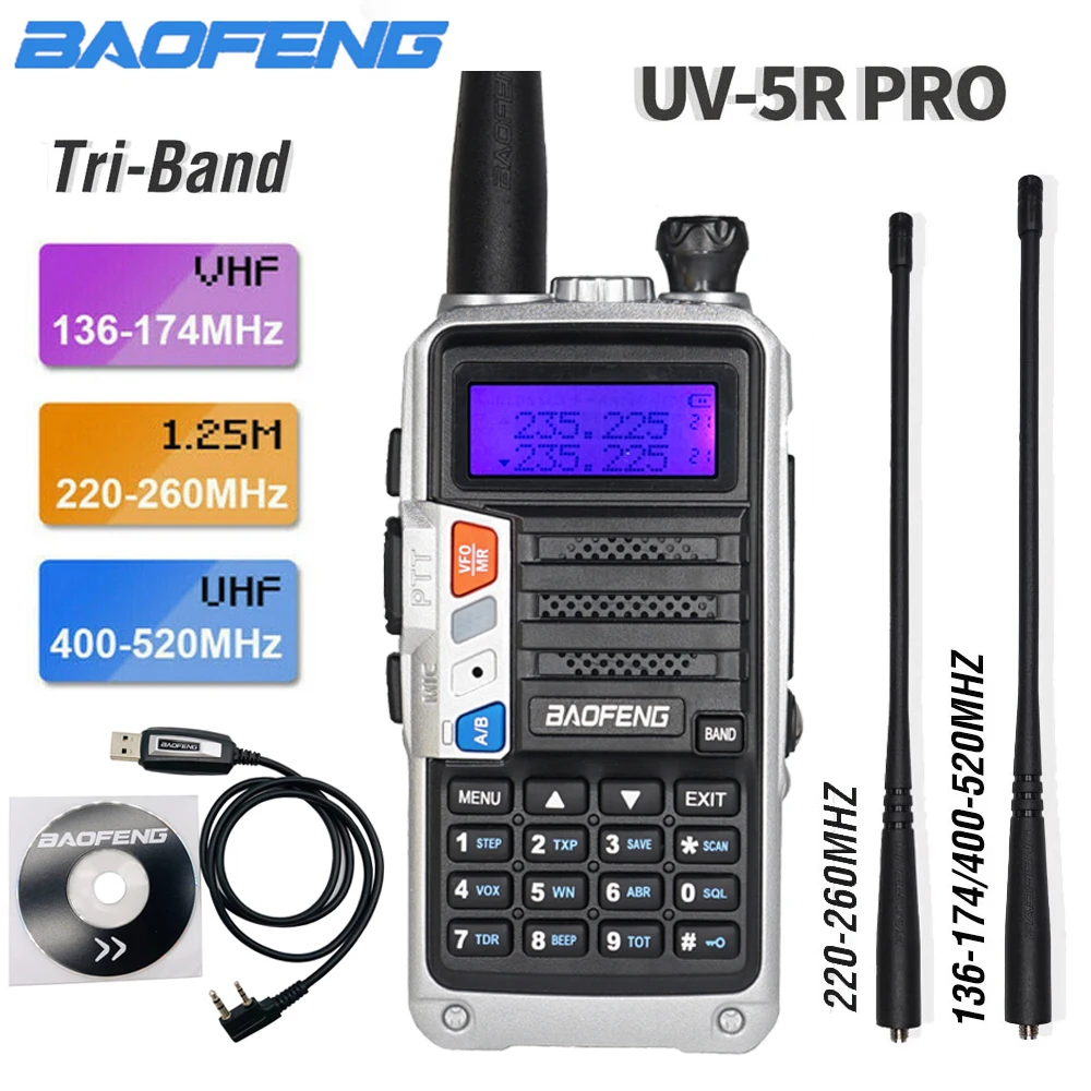 Original Baofeng Walkie-talkie UV-5R Pro Tri-Band Two Way Radio 220-260MHz Ham Radio Long Range Two Way Radio UV5R Pro 
Original Baofeng Walkie-talkie UV-5R Pro Tri-Band Two Way Radio 220-260MHz Ham Radio Long Range Two Way Radio UV5R Pro