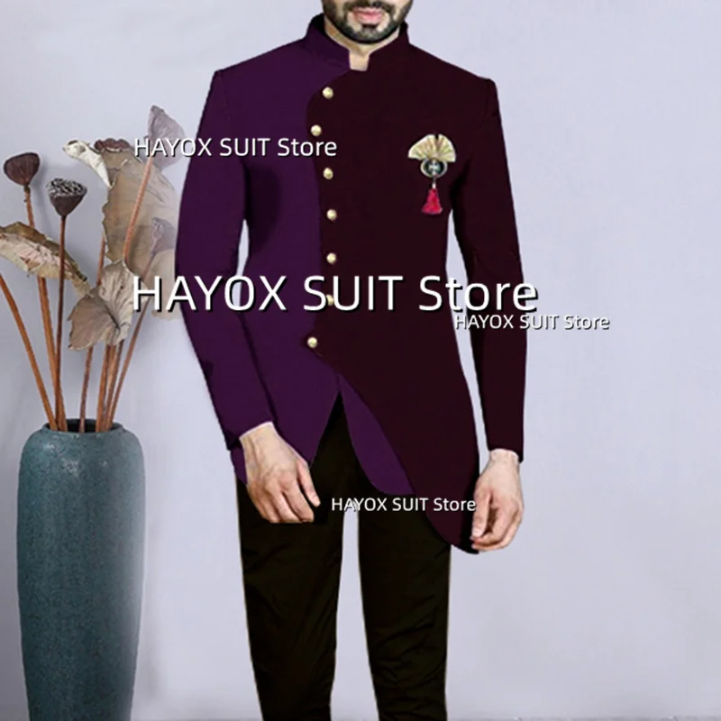 Men's Suits 2 Piece Slim Fit Stitching Stand Collar Single Breasted Jacket Pants Business Formal Wedding Groom Prom Party Tuxedo
Men's Suits 2 Piece Slim Fit Stitching Stand Collar Single Breasted Jacket Pants Business Formal Wedding Groom Prom Party Tuxedo