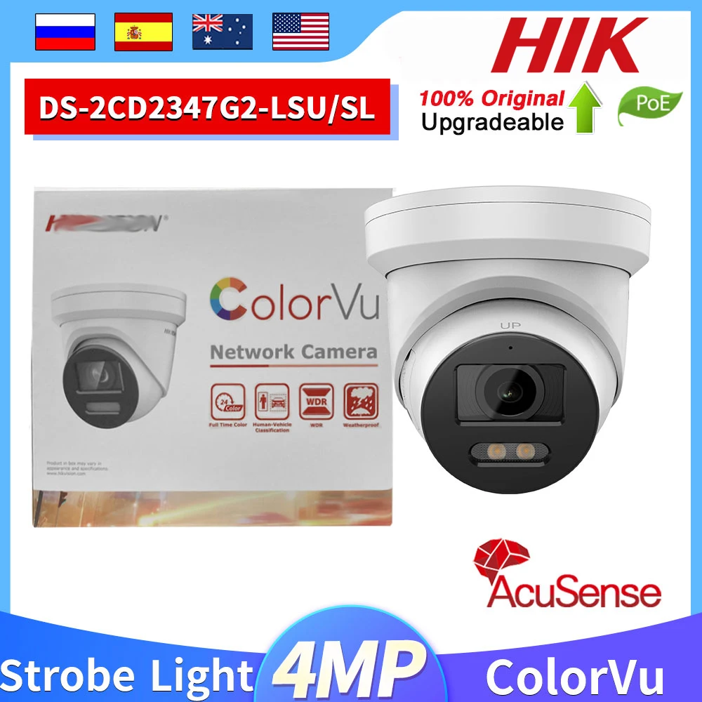 HIK Original AcuSense Camera DS-2CD2347G2-LSU/SL 4MP POE ColorVu CCTV Turret Strobe Light Audio Alarm Cameras Video Surveillance
HIK Original AcuSense Camera DS-2CD2347G2-LSU/SL 4MP POE ColorVu CCTV Turret Strobe Light Audio Alarm Cameras Video Surveillance