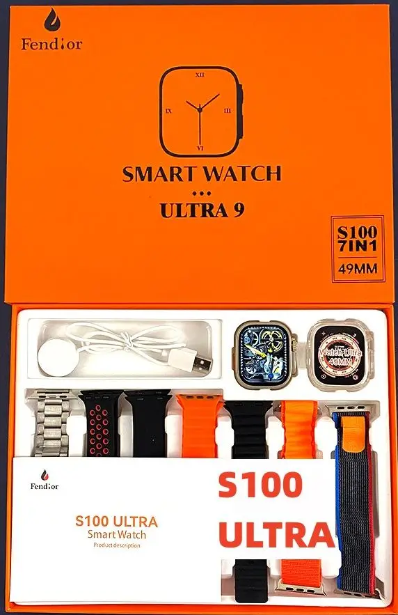S100 Ultra 9 New Smart Watch 7 In 1 Straps 49mm 2.02inch Full Touch Screen Sport Fitness Watch Smartwatch
S100 Ultra 9 New Smart Watch 7 In 1 Straps 49mm 2.02inch Full Touch Screen Sport Fitness Watch Smartwatch