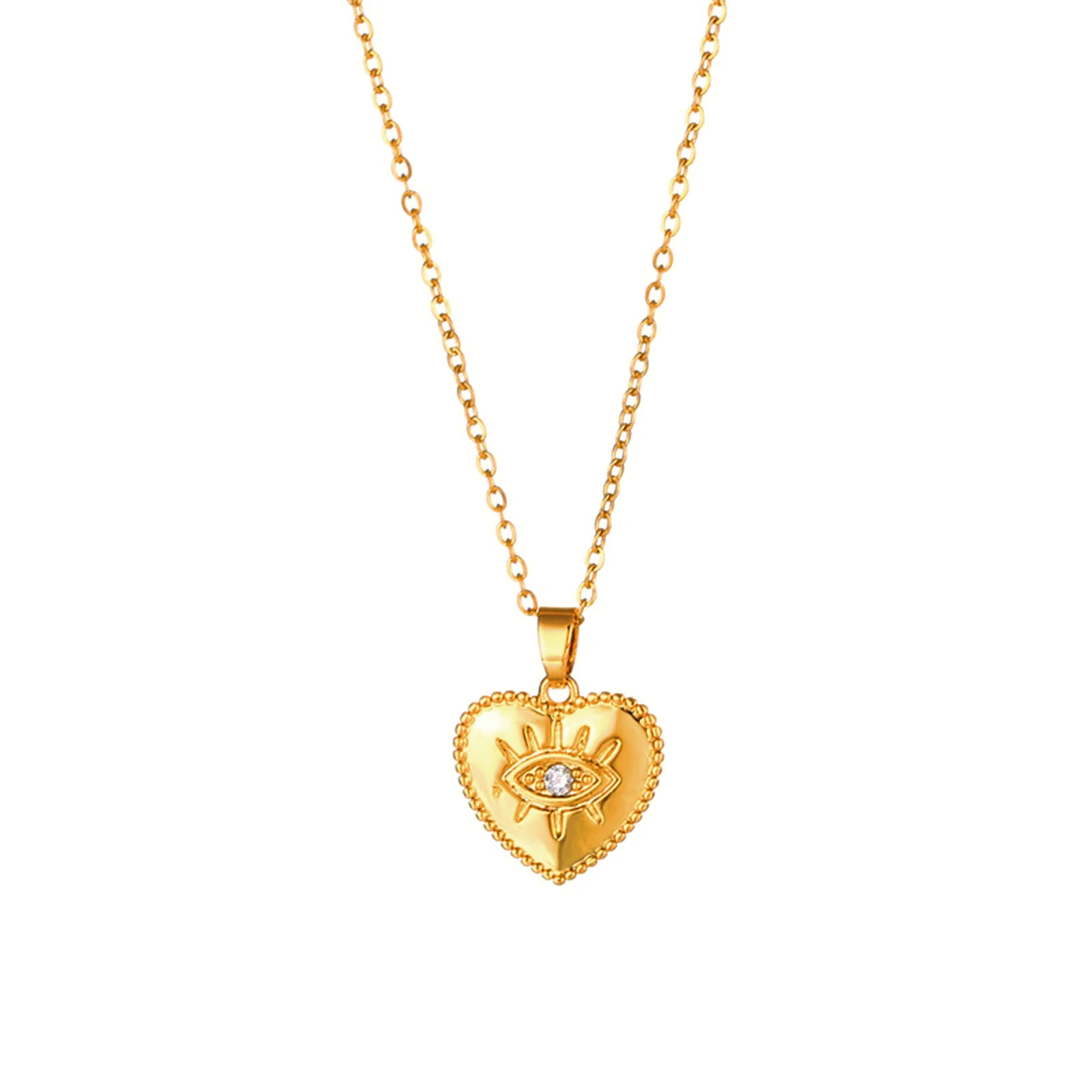 Shiny AAA CZ Stone Eye Charm Necklaces for Women, Gold Color Stainless Steel Love Heart Collar Gift Jewelry
Shiny AAA CZ Stone Eye Charm Necklaces for Women, Gold Color Stainless Steel Love Heart Collar Gift Jewelry