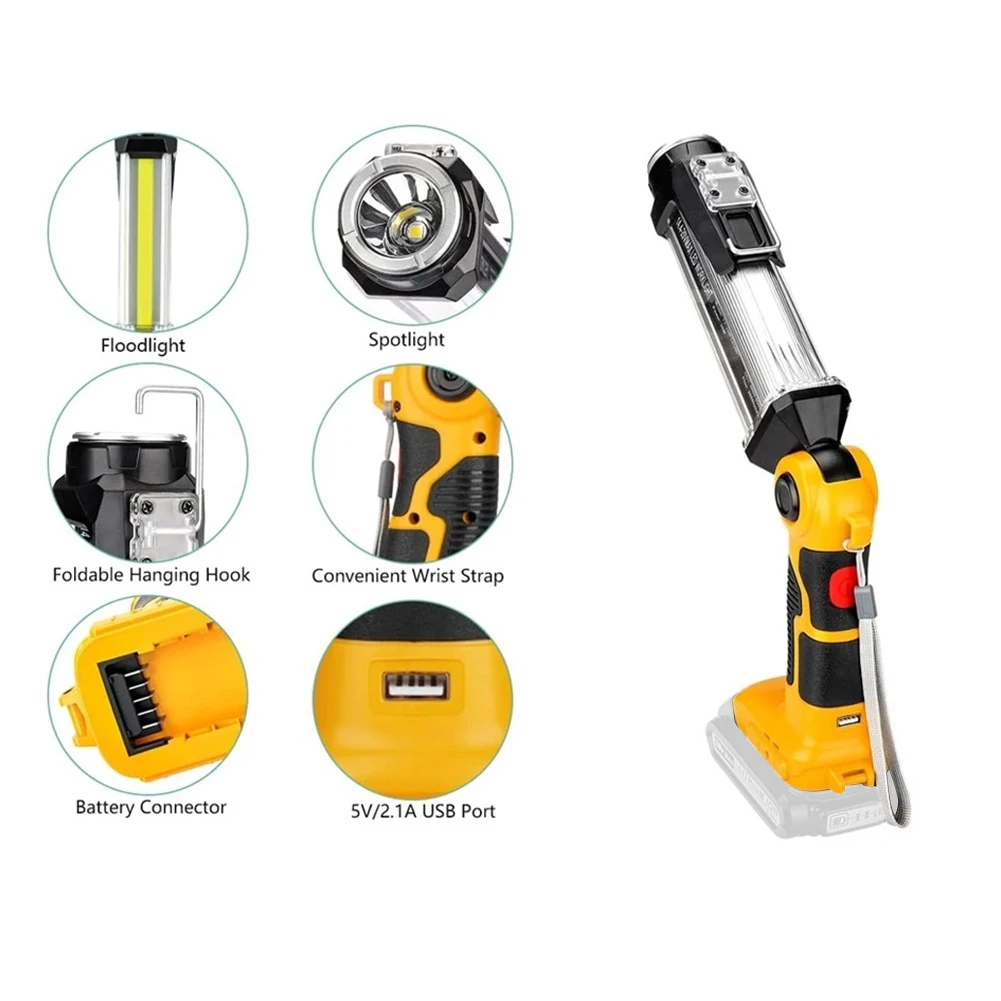 LED Work Light For 18V 20V Lithium Battery 2000LM Handled Cordless USB Flashlight Portable Lamp Lantern
LED Work Light For 18V 20V Lithium Battery 2000LM Handled Cordless USB Flashlight Portable Lamp Lantern