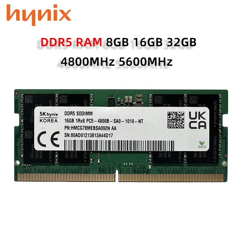 Hynix Memoria Ram DDR5 8GB 16GB 32GB 4800MHz 5600MHz PC5-34800 44800 1.1V 262 Pin for Laptop Notebook Computer RAM
Hynix Memoria Ram DDR5 8GB 16GB 32GB 4800MHz 5600MHz PC5-34800 44800 1.1V 262 Pin for Laptop Notebook Computer RAM