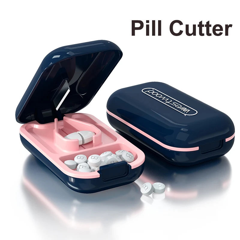 

Pill Cutter Portable Medicine Box Pill Tablets Container Waterproof Travel Case Pill Splitter Cuts Vitamins Tablet Cut Pills