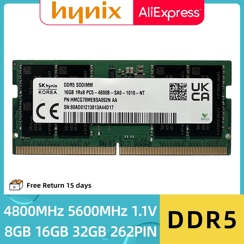 

Hynix DDR5 8GB 16GB 32GB 4800MHz 5600MHz SO DIMM PC5-34800 1.1V 262pin for Laptop Notebook Computer Dual Channel