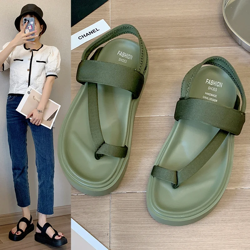 Thick-soled Sandals Women's 2022 New Fashion All-match Elastic Cloth Flip-flops Thick-soled Beach Roman Shoes Zapatos De Mujer 
Thick-soled Sandals Women's 2022 New Fashion All-match Elastic Cloth Flip-flops Thick-soled Beach Roman Shoes Zapatos De Mujer