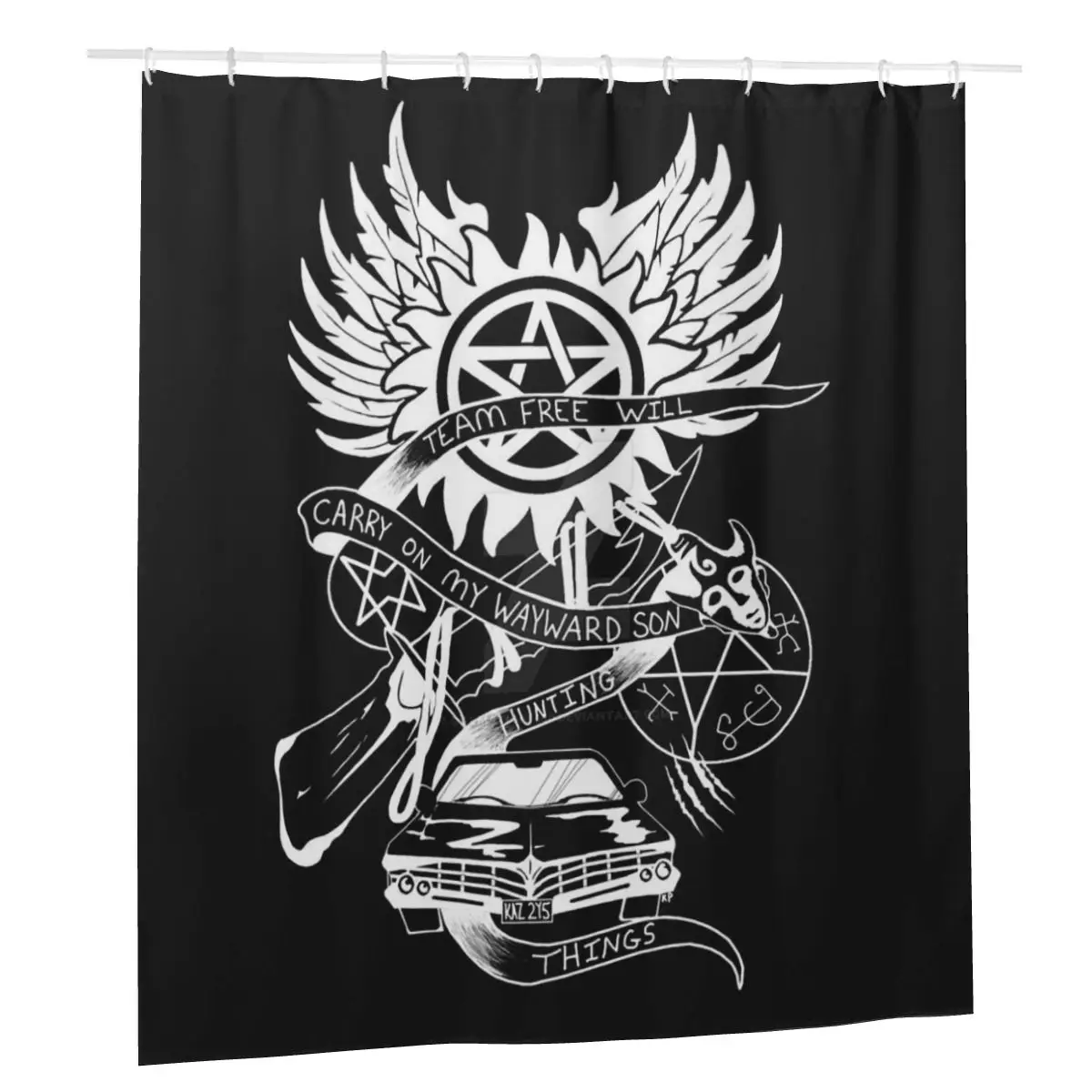 Carry On My Wayward Son Shower Curtain Supernatural Movie Symbols Bathroom Polyester Waterproof Bath Curtains with Hook set
Carry On My Wayward Son Shower Curtain Supernatural Movie Symbols Bathroom Polyester Waterproof Bath Curtains with Hook set