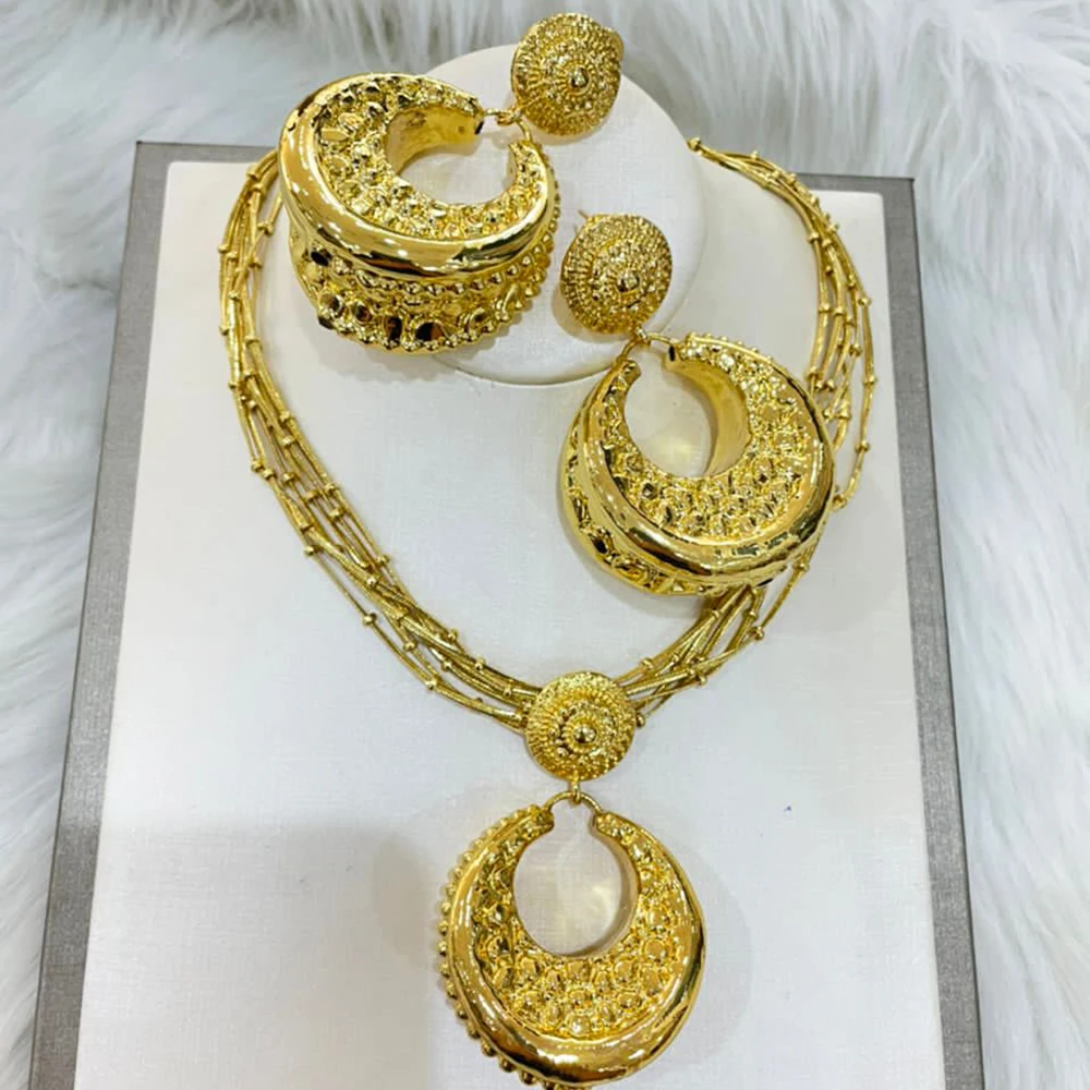 Women Jewelry Set Large Size Gold Color Jewelry Set For Women Large Pendant Necklace Earrings Set Beautiful Wedding Party Gift
Women Jewelry Set Large Size Gold Color Jewelry Set For Women Large Pendant Necklace Earrings Set Beautiful Wedding Party Gift