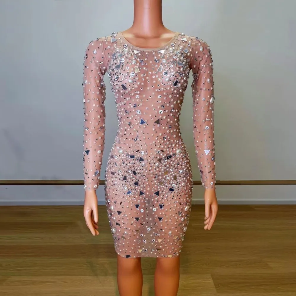 Серебряное Прозрачное платье стразы с кристаллами и бахромой, сексуальное платье с лямкой на шее и открытой спиной, костюм для празднования дня рождения, вечернее платье для танцев 
Серебряное Прозрачное платье стразы с кристаллами и бахромой, сексуальное платье с лямкой на шее и открытой спиной, костюм для празднования дня рождения, вечернее платье для танцев