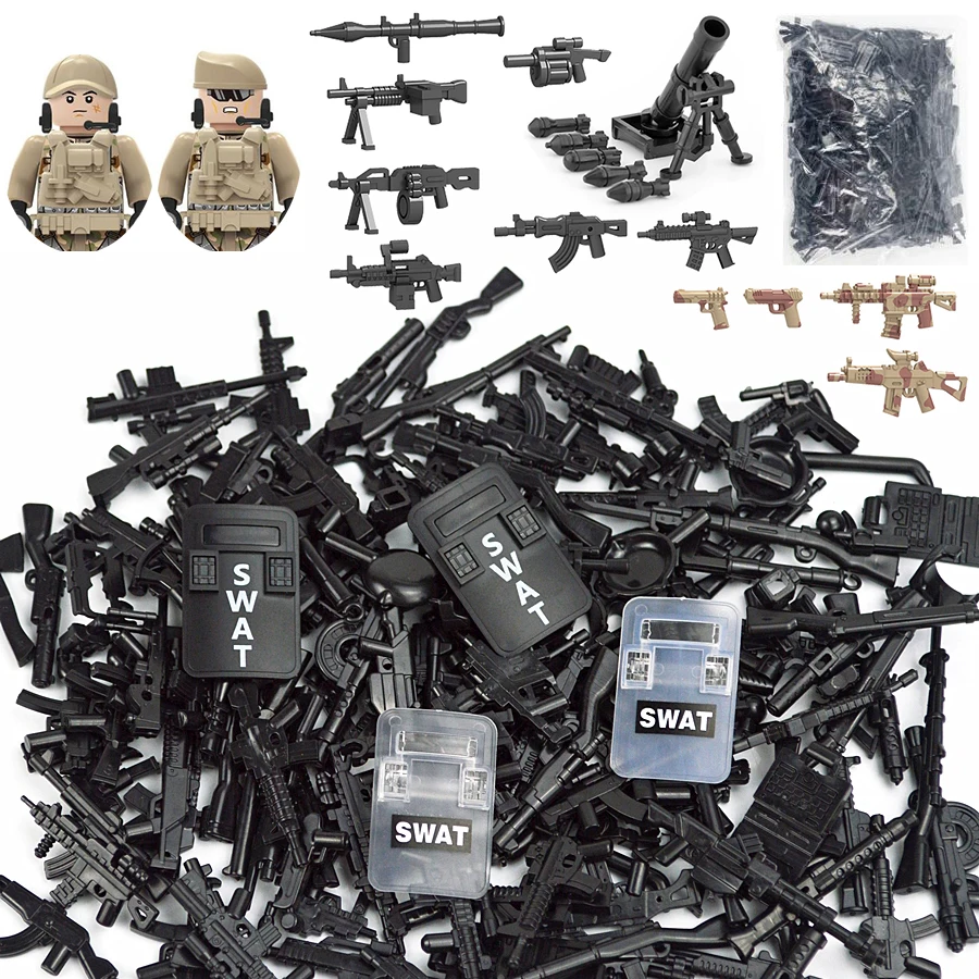 

100Pcs Military SWAT Gun Weapon Cannon Army Police Building Blocks MOC Figure Accessories Model Bricks DIY Toy