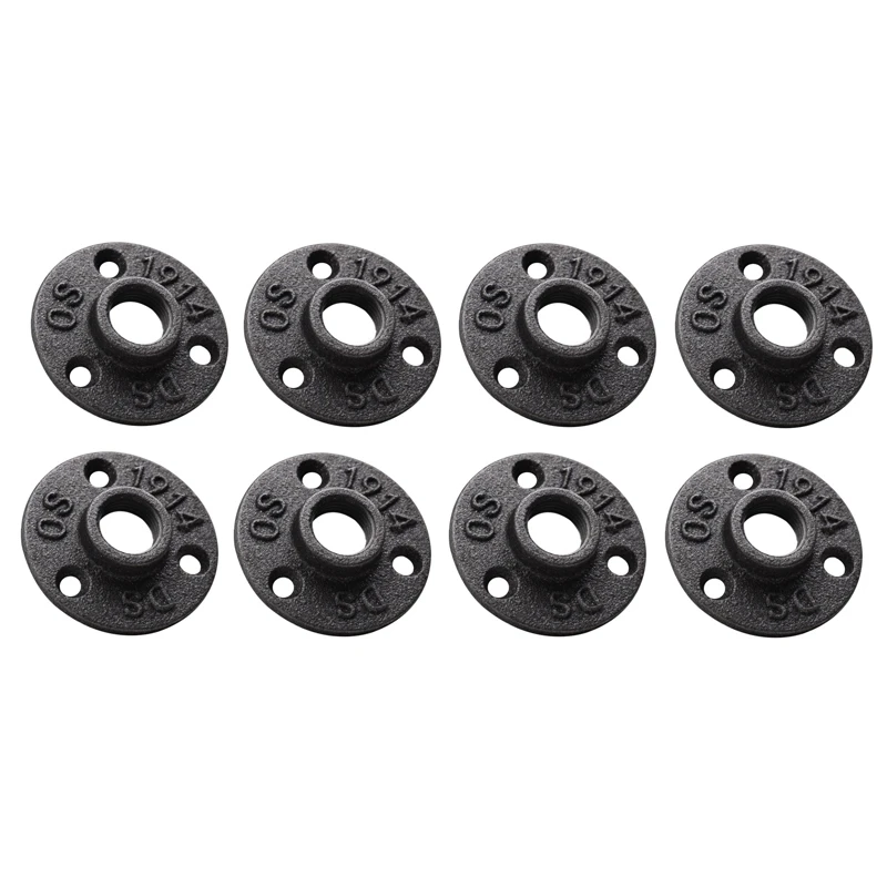 1/2 Inches Malleable Cast Iron Pipe Flange, 1/2 Inches Black Pipe Threaded Pipe Nipples, 8 Pcs 
1/2 Inches Malleable Cast Iron Pipe Flange, 1/2 Inches Black Pipe Threaded Pipe Nipples, 8 Pcs