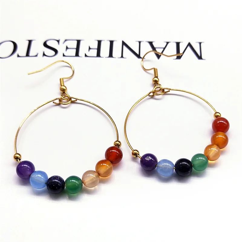 7 Chakra Natural Stone Beads Round Dangle Earring for Women Stainless Steel Drop Earrings Reiki Healing Jewelry Gifts NSG64S04
7 Chakra Natural Stone Beads Round Dangle Earring for Women Stainless Steel Drop Earrings Reiki Healing Jewelry Gifts NSG64S04