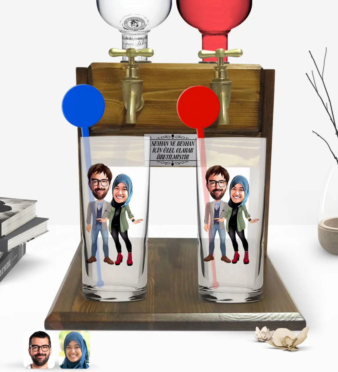 Personalized Colorful Printed Valentine Caricature Of Dual Vodka cup And Double Tap Natural Wood Vodka Standı-60
Personalized Colorful Printed Valentine Caricature Of Dual Vodka cup And Double Tap Natural Wood Vodka Standı-60
