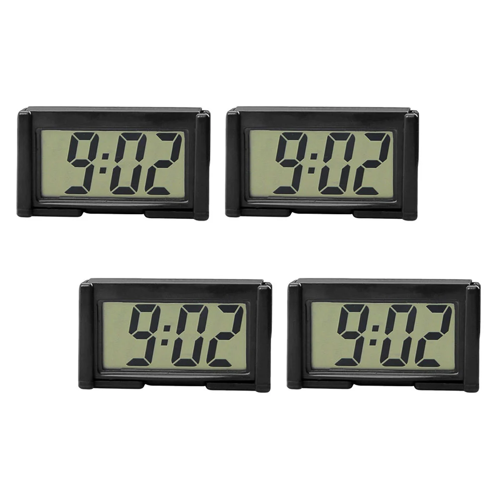 

4 Pcs Clocks Lcd Screen Clock Desktop Clock Desk Calendar Clock Car Dashboard Time Digital Alarm Clock Vehicle Adhesive Clock