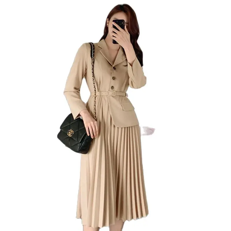 2022 Korean Fashion Design Pleated Skirt Women's Spring Dress In Design Temperament Long Sleeves Ol Waist Show Thin Dress
2022 Korean Fashion Design Pleated Skirt Women's Spring Dress In Design Temperament Long Sleeves Ol Waist Show Thin Dress