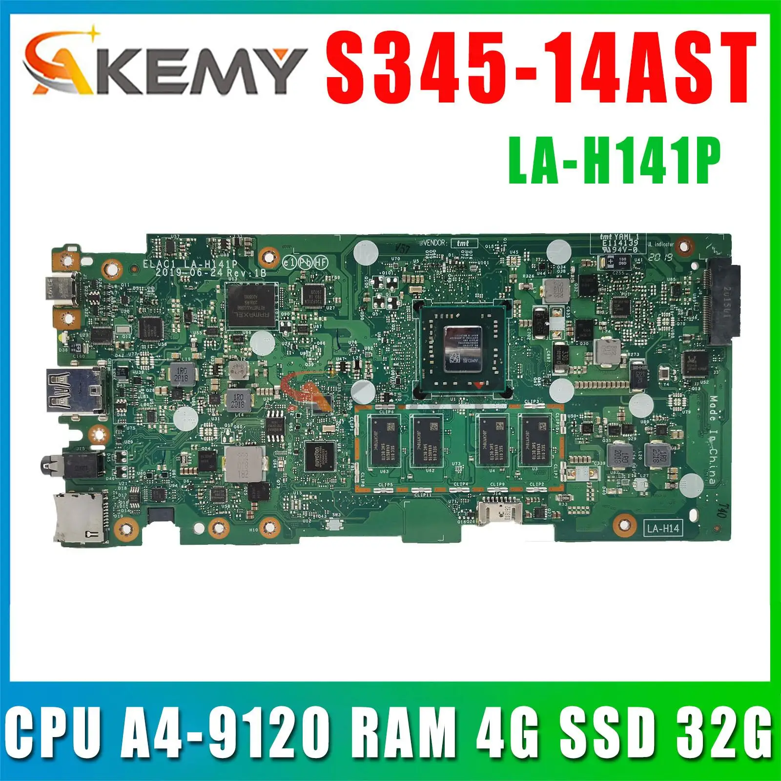 Материнская плата для Lenovo Chromebook S345-14AST/14e, системная плата с процессором A4 9120 RAM 4G SSD 32G 100%, протестированная работа
Материнская плата для Lenovo Chromebook S345-14AST/14e, системная плата с процессором A4 9120 RAM 4G SSD 32G 100%, протестированная работа
