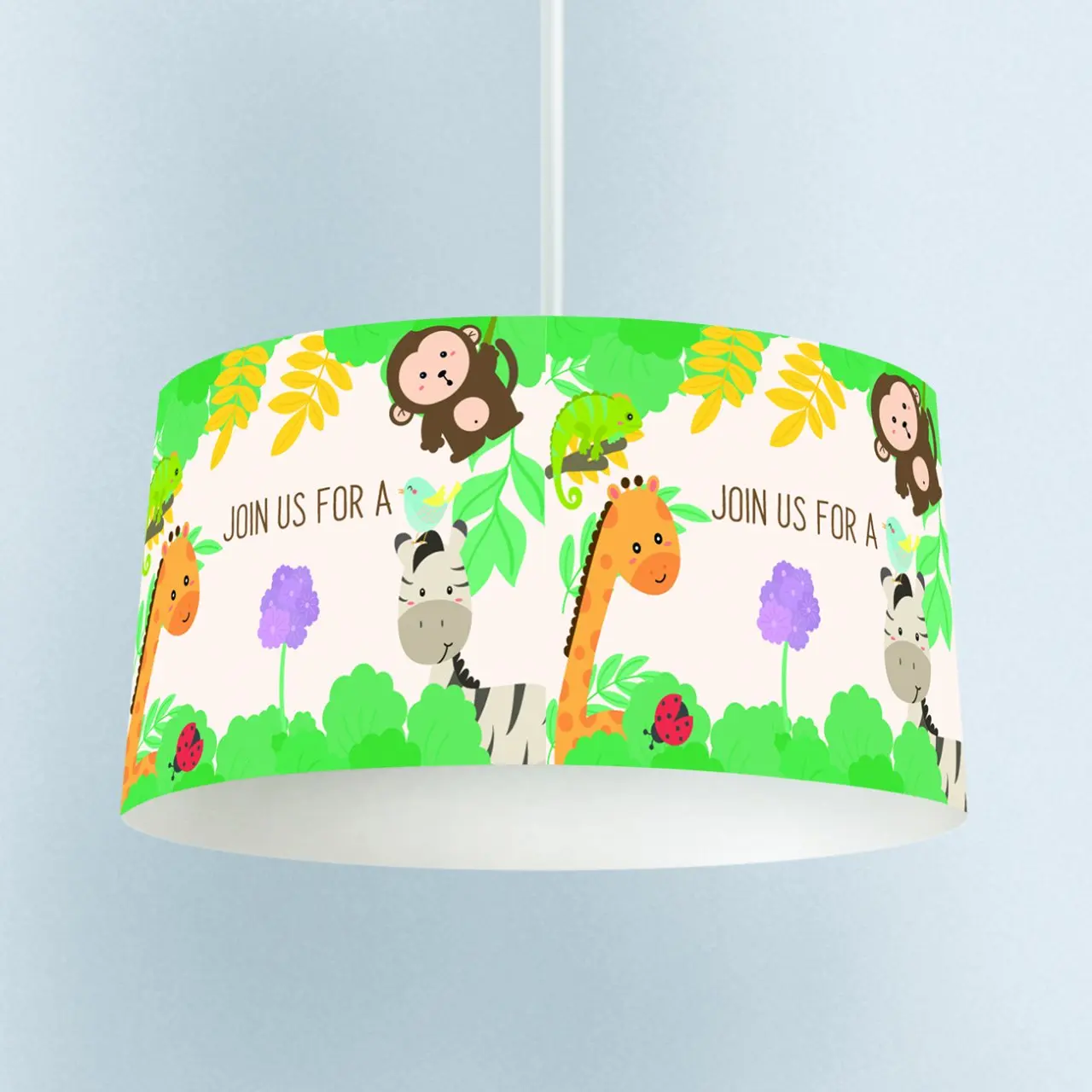 Cartoon 3 D Print Baby Kids Room Cute Colorful Zoo & Safari Model Unisex Pvc Fabric Cover Ceiling Drum Shape round Chandelier
Cartoon 3 D Print Baby Kids Room Cute Colorful Zoo & Safari Model Unisex Pvc Fabric Cover Ceiling Drum Shape round Chandelier